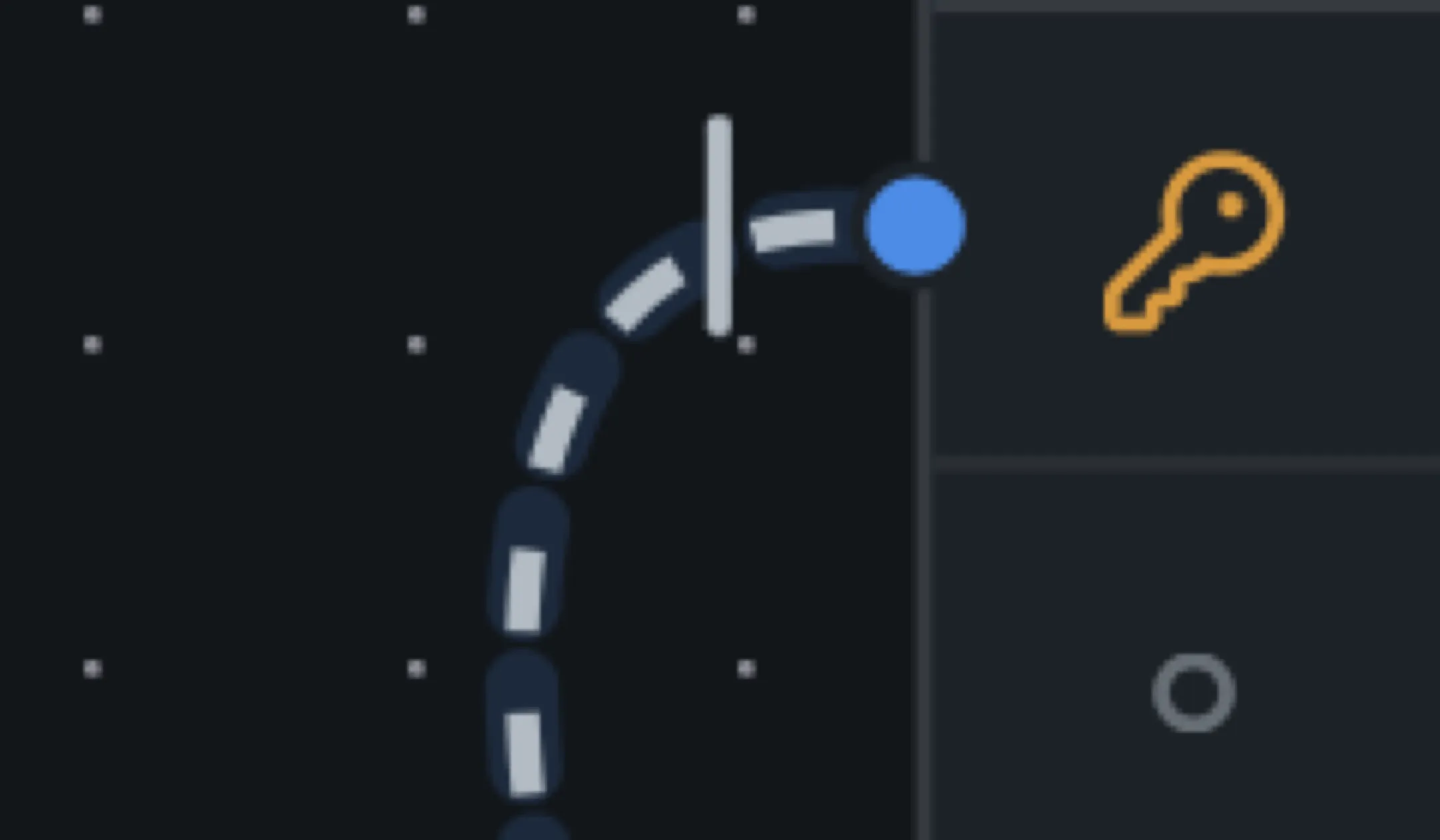 A single bar glyph marking the "one" end of a relationship, next to a primary key.