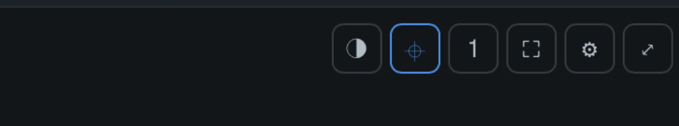 The toolbar: color mode, local mode (active), depth cycler, fit, force settings, and maximize.